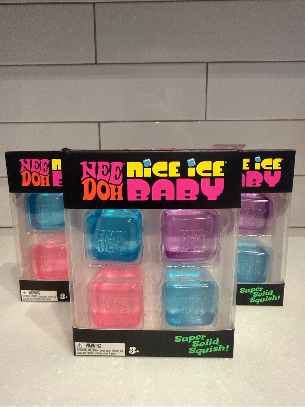 NEEDOH Nice Ice Baby mini Nice Cube Sensory Squish Toys - Pink, Blue, Purple